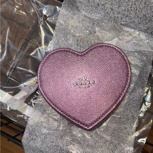 COACH metallic lilac/silver heart shaped pouch NWT rare out of stock